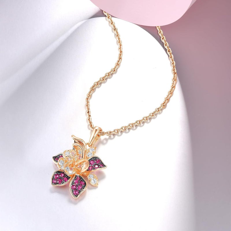 Santuzza Sterling Silver Gemstone Flower Pendant for Women - Image 3